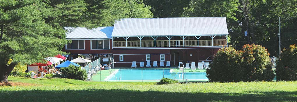 The pool and some camp buildings