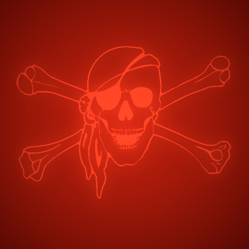 No-presenter image- skull and crossbones on red background.